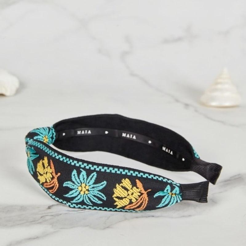 MAIA Floral Jacquard Hairband - Knot Blue