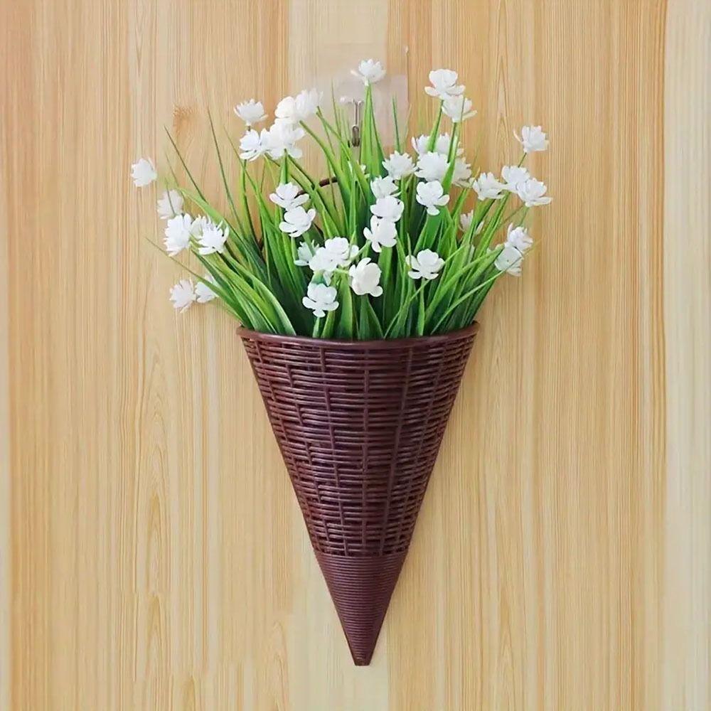 Plastic Imitation Rattan Hanging Flower Basket Simulation Flower Vase Pot Indoor Decoration