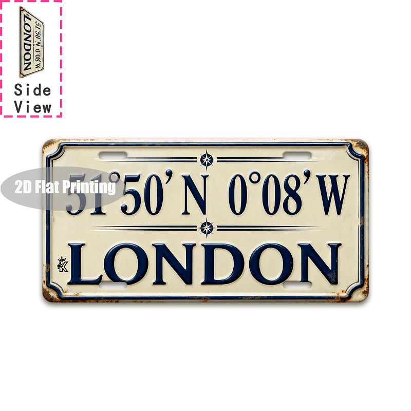 Tin Sign - Vintage Durable Metal Plaque Wall Decor, Home Office Bar Man Cave City Coordinate Birth Year License Plate Wall Art