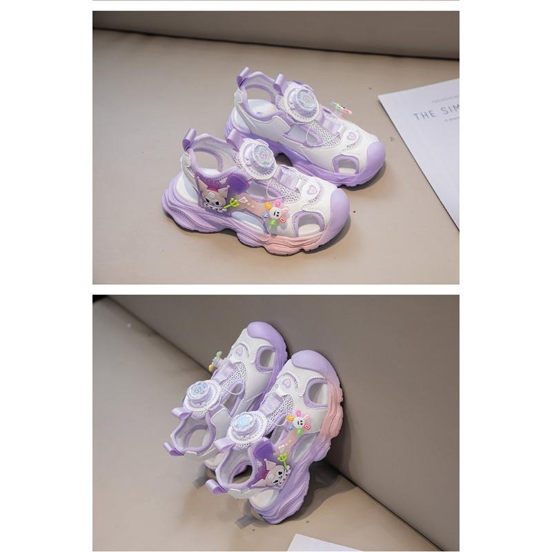 Children's Closed-Toe Sandals Stylish Kuromi Pattern Princess Shoes for Girls, Toddler & Youth Sport Sandals, Student Footwear