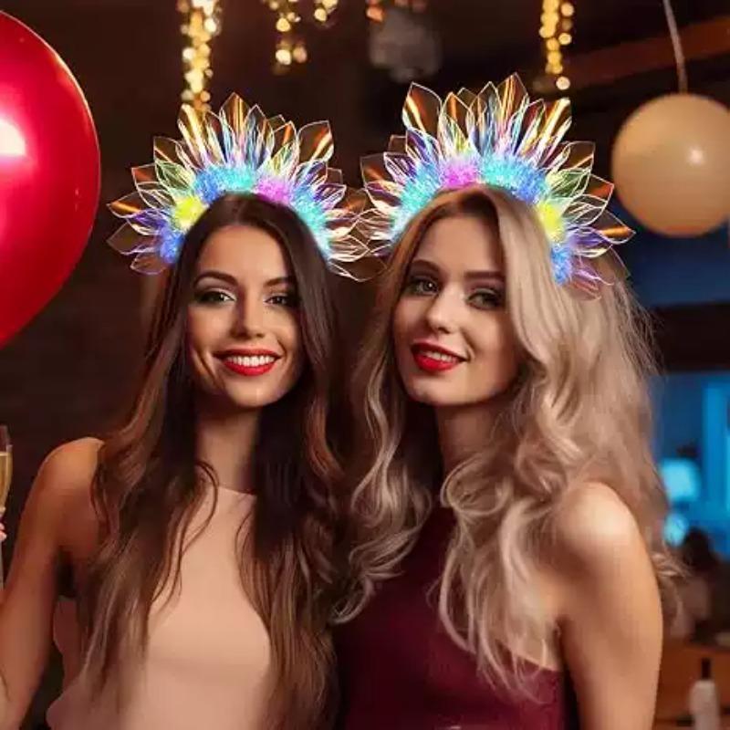 1-10PCS Light Up Laser Headband  Glowing Hair Hoop for Halloween Christmas Party, Stage Performance Light Show Accessories