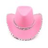 Shiny Sequin Cowboy Hat for Women Men Disco Party Western Jazz Hat Silver Trim Sparkly Cowgirl Hat Clubwear Festival Headwear