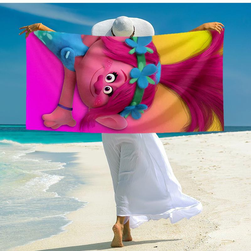 Ultra-Soft Beach Towel with Trolls Theme,Ideal for Pool - Camping, Diving - Perfect Travel Essential, Vibrant Beach Towel.