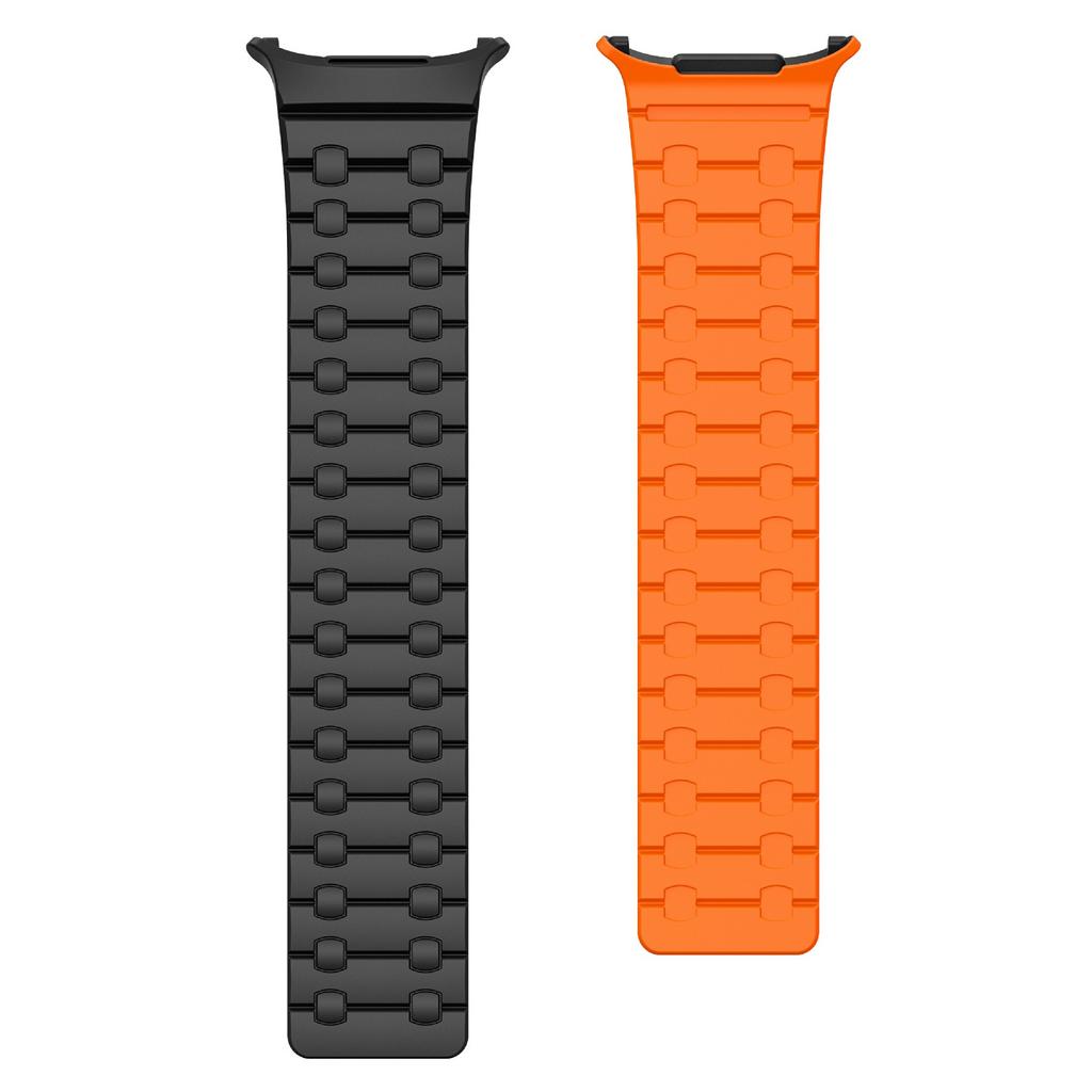 For Samsung Galaxy Watch Ultra 47mm Band Strong Magnetic Silicone Dual Color Watch Strap