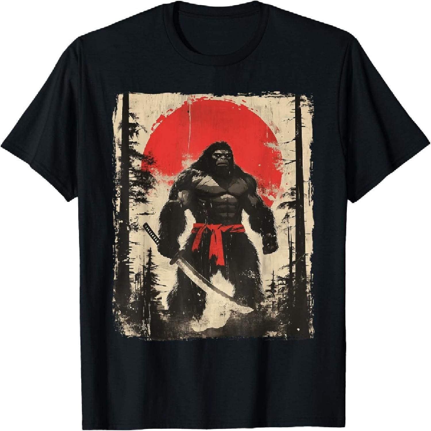 Bigfoot Samurai Japanese Sword Sasquatch T-Shirt S