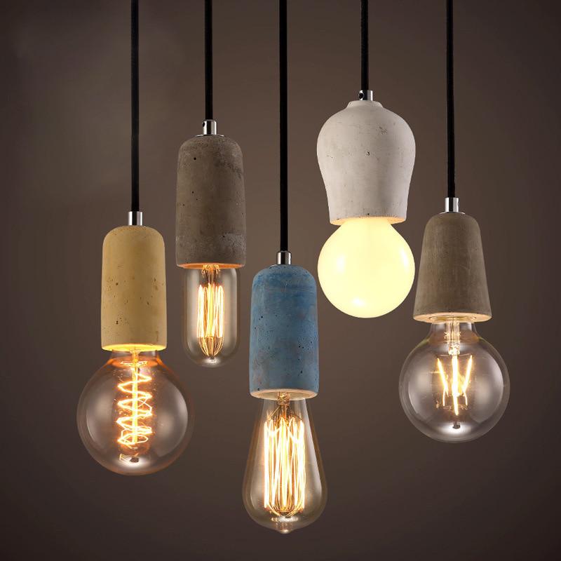 3 style kolorowe krótkie Loft Nordic Cement wisiorek światła nowoczesna lampa led E27 110 V przewód restauracja!