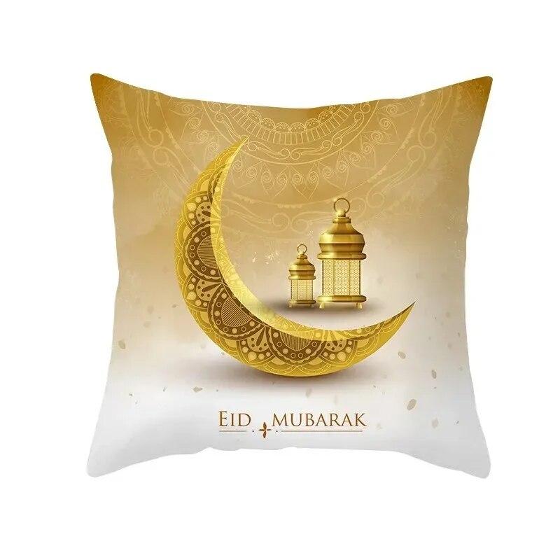 45x45 Cm Eid Mubarak Print Cushion Cover Home Living Room Sofa Decoration Square Pillow Cover