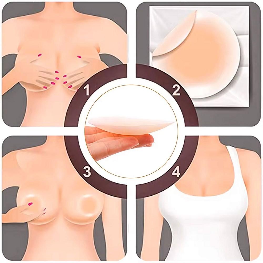 Leporem Silikon Brustwarzenpflaster Haut BH Noppen BH Silikon Nude BH Brustwarzenband 8cm, 2 Sets, 4 Stück