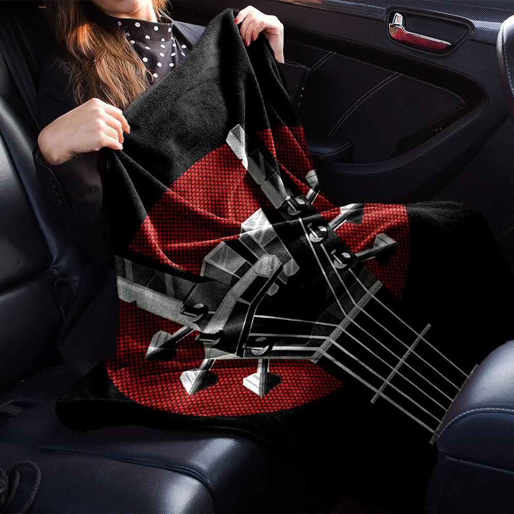 1pc Guitar Headstock Themed Printed Soft and Comfortable Home Blanket, Small Throw Blanket, Nap Blanket, Suitable As a Gift L080