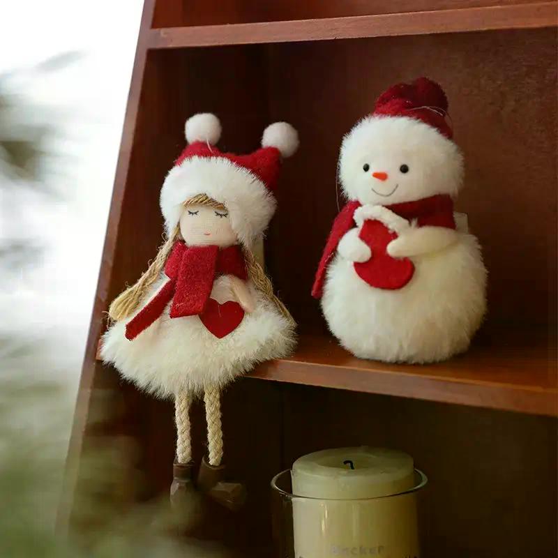 Pupazzo di Neve Peluche Ciondolo di Natale Appeso all'Albero di Natale Ciondolo Carino Bello Decorazione Scena Ornamenti da Appendere all'Albero di Natale