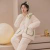 Women's Winter Pajama Set - Three-Layer Quilted, Thick Velvety Coral Fleece, Warm & Cute Bear Design