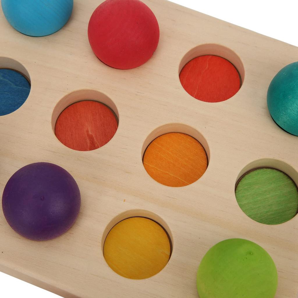 Farbsortierung Holz Farbsortierung Steckbrett 12 Enthält Holzkugeln und Früherziehung Langlebig und Kugeln, Spiel, Hölzern, Farben, Tablett, Spielzeug,