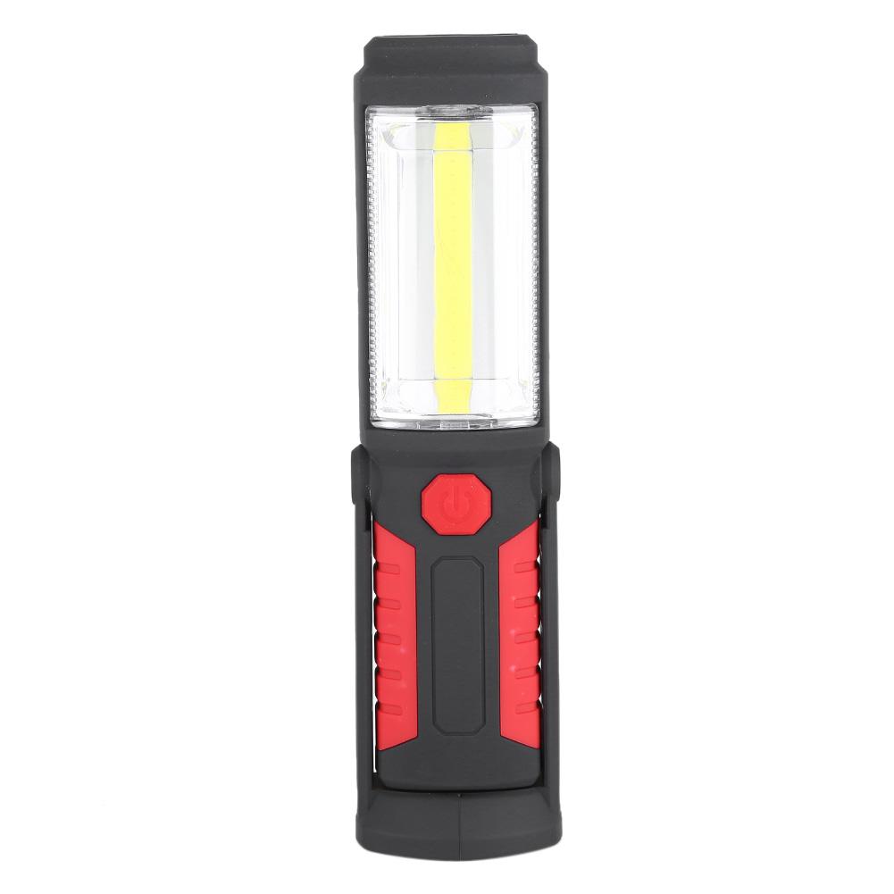 3W Rechargeable COB LED Flashlight Camping Emergency Work Light with Magnetic Stand Red