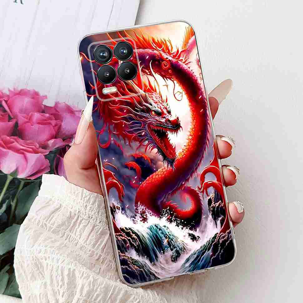 For Realme 8 4G RMX3085 Case Fashion Painted Flowers Soft Silicone TPU Cover For Oppo Realme8 realme 8 6.4" Phone Shell Bumper