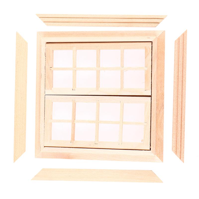 1:12 Dollhouse Miniature Door Window 16 Grids Square Windows Model Home Decor