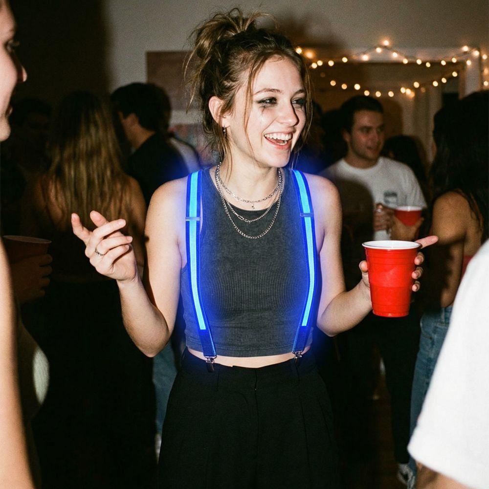 Glow-in-the-dark LED Woman Suspenders Hangers Y Back Men Glow Pants Belt Light Up Suspenders  Bar