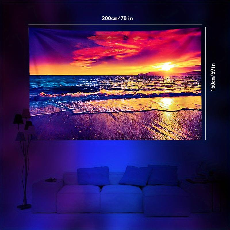 Sunset Blacklight UV Reactive Wall Hanging Tapestry Fluorescent Tapestry for Living Room  Bedroom and Home Decor