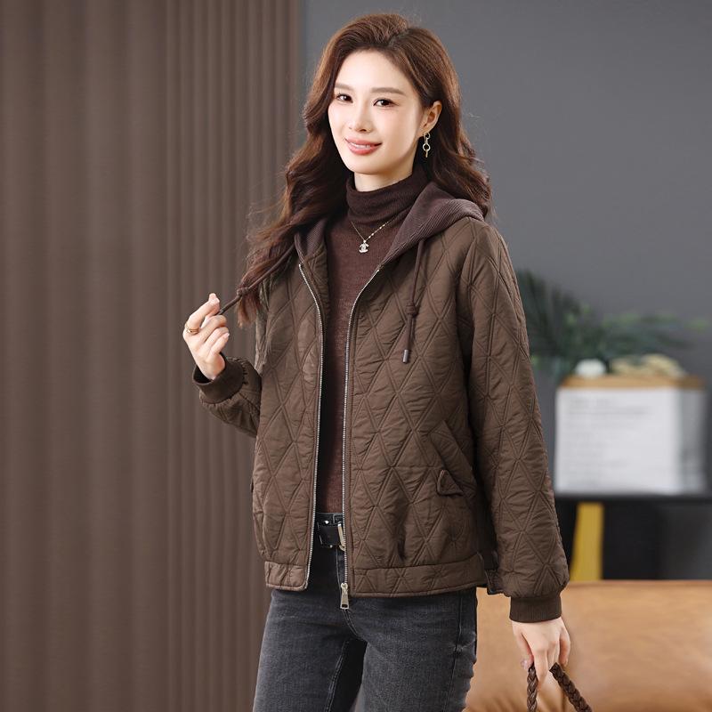 

Женская хлопковая куртка пуховик аргайл 2024 - Короткое зимнее пальто, Маленький размер, Верхняя одежда для мамы L for 115-125 lbs