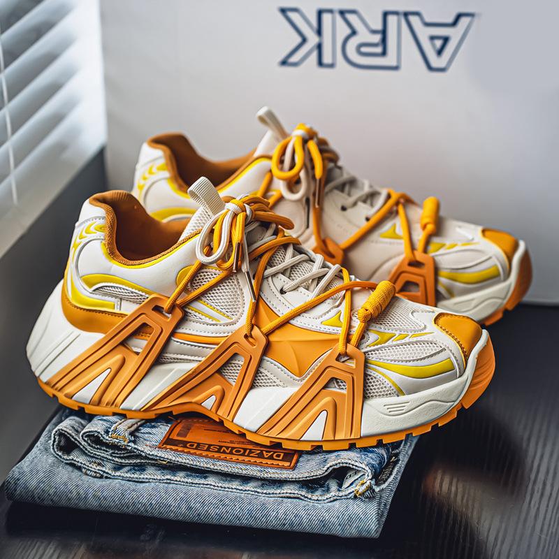 

2025 new thick-soled heightening dad shoes men s mesh sports shoes student casual men s shoes trend F213 44 бежевий