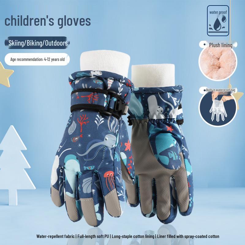 

Водонепроницаемые детские горнолыжные перчатки — теплые, нескользящие, утолщенные, с бархатной подкладкой для мальчиков и девочек S (4-6 years)
