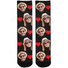 Custom Po Couple Girlfriend Face Socks Love Heart Crew Socks with 2 Faces for Men Women One Size