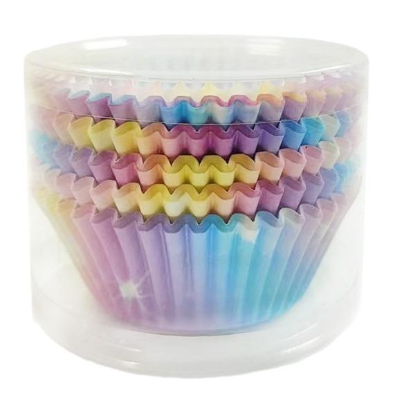 Cake Paper Holder Pvc Cylinder Sakura Gradual Change Baking Greaseproof Paper Cake Muffin Cup Paper Holder About 100