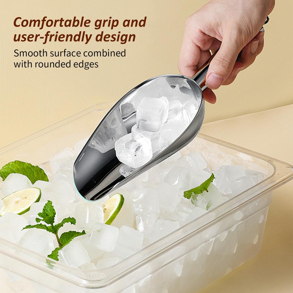 2Pcs Stainless Steel Ice Scoop for Freezer with 2 Magnetic Hooks Multipurpose Ice Scooper for Kitchen Bar Party Accessories