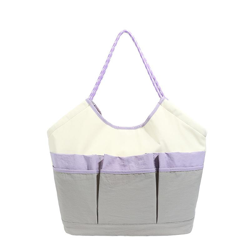 

New spliced simple handbag contrasting casual simple shoulder bag large-capacity portable storage bag for going out One size
