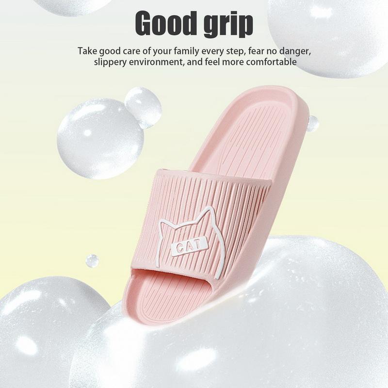 Summer Women Men's Slippers Indoor Bath Thick Platform Non-Slip Home Easter Cartoon Flip Flops Cat Beach Sandals Ladies Shoes