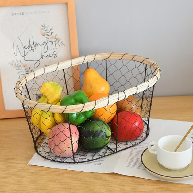 Round/Oval Shaped Wire Basket Space Saving Basket Fruit Holder Decorative Food Storage Solution Kitchen Accessory