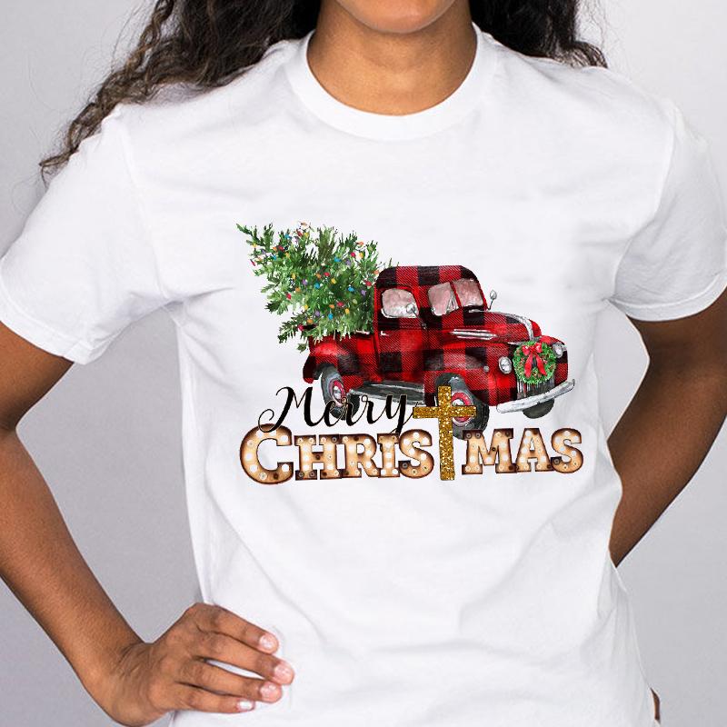 

Christmas Tree And Corgi Graphic Print T-Shirt Women Harajuku Cute Short Sleeve Tops Tee Female Suitable All Seasons Clothes XXXL білий