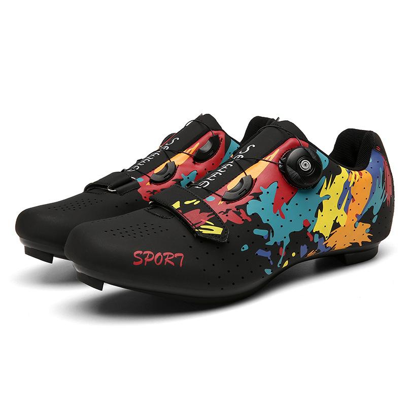 Foreign Trade Mountain Men's and Women's New Leisure Breathable Road Bicycle Lock Shoes Rubber Hard Sole Spinning Cycling Shoes