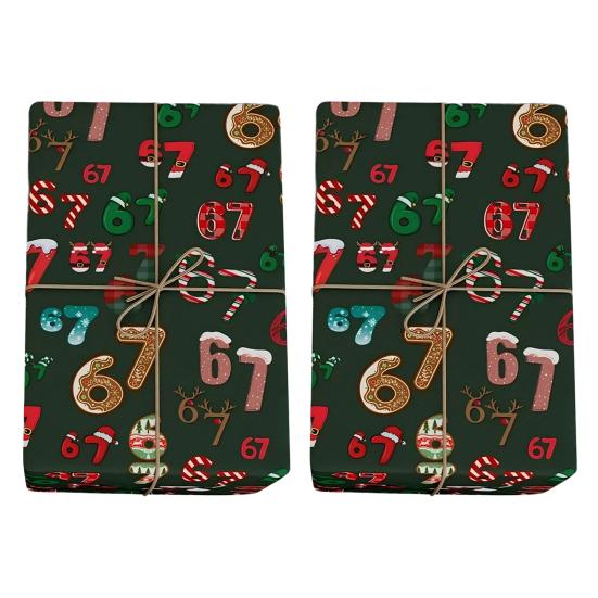 67 Christmas Wrapping Paper Funny 6 7 Meme Holiday Gift Wrap Santa Six Seven Festive Wrapping Paper for Teens Christmas Gift DIY Crafts