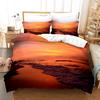 Beach Setting Sun Duvet Cover Set Tropical Island With The Palm Tree And Sea Beach Nature Theme Queen Size Quilt Cover
