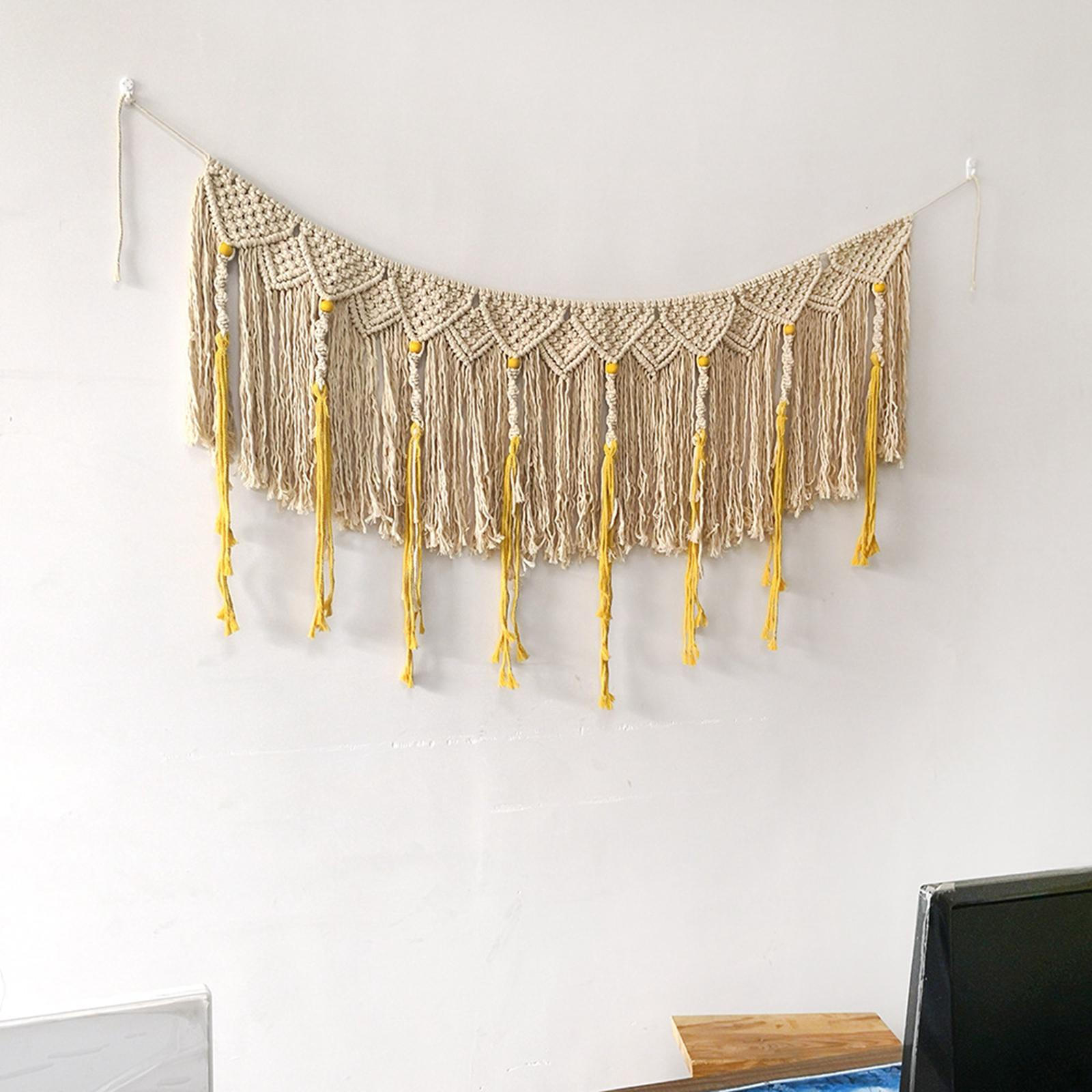 

Macrame Wall Hanging Braided Tassel Backdrop Chic Decor Handmade Woven Tapestry for