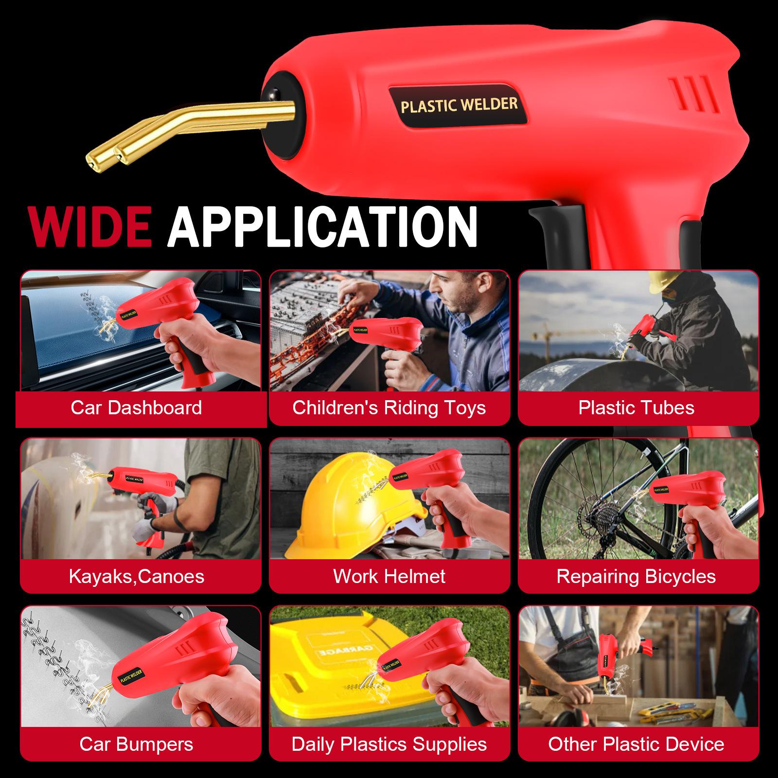 

200 Вт Модернизированный Набор 2 в 1 для сварки пластика Горячий степлер Паяльник Скобы 6/4 типов для ремонта бампера автомобиля Сварочный аппарат красный