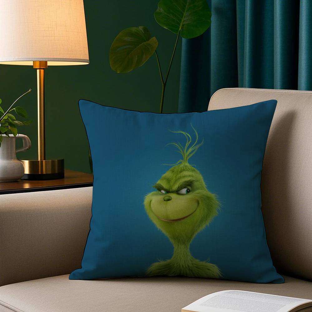 Cartoon Green Monster Pillow Case Short Plush Print Cushion Cover Square Throw Pillow Covers Sofa Home Decor