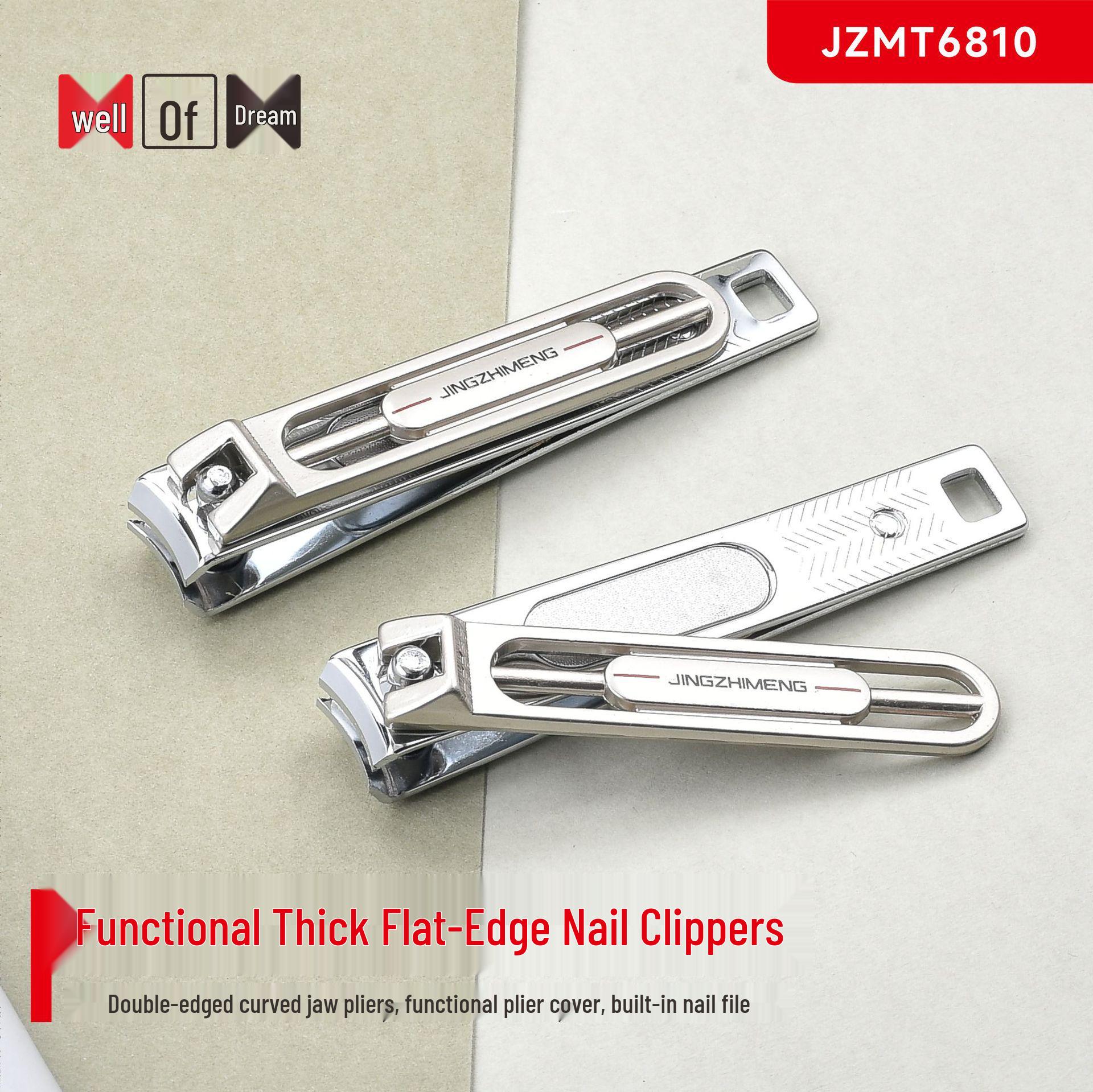 Jingzhi Meng Flat-edge Portable Nail Clippers with Clip Cover – Manicure Tool & Nail Scissors for Household Use No