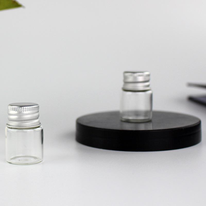 1mL Drift Bottle: Wood Stopper, Glass, Aluminum Lid – Creative Mini Wishing Bottle for Decor.