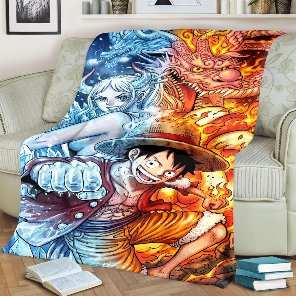 "ONE PIECE" Print Flannel Blanket Warm Comfortable for Bedrooms, Sofas, Beds, Chairs, Picnics, Travel