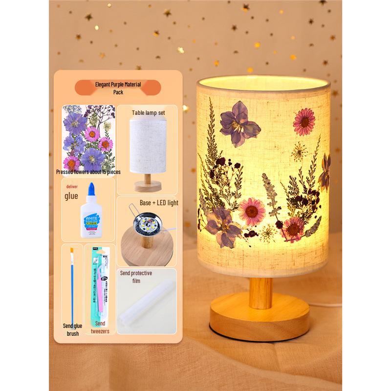 Dried Flower Embossed Table Lamp DIY Kit - Creative Gift for Team Building and National Day Festivities