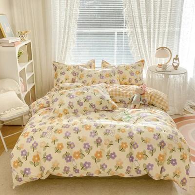 Warm Bedding Sets Cute Flower Duvet Cover with Sheet Pillowcases for Girl Woman Bed Linen Fashion Home Textiles 4 Pieces