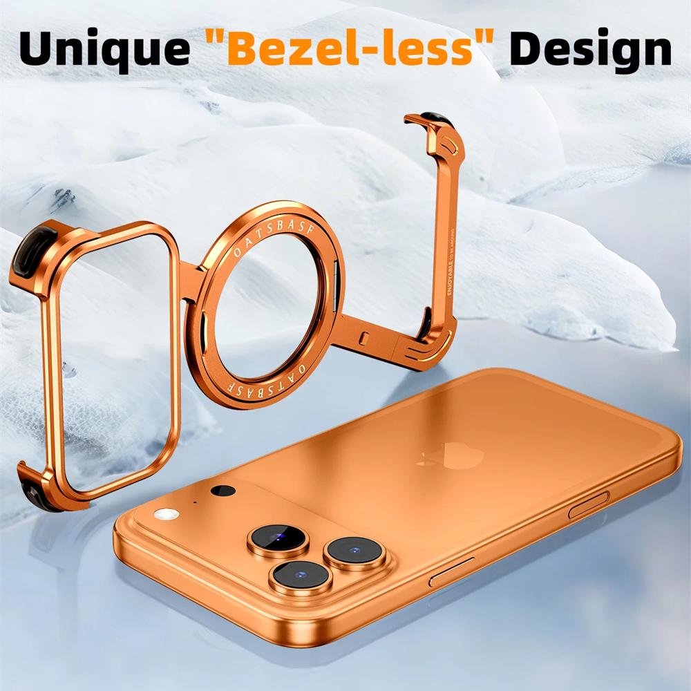 Luxury Z-Shape Metal Frame For Magsafe Phone Case For iPhone 17 Air 16 15 Pro Max Aluminum Frameless 360°Magnetic Holder Shockproof Cover