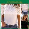 Elegantes Damen-Off-Shoulder-Kurzarm-Spitzen-Lochmuster-Freizeit-T-Shirt-Bluse für Sommerausflüge