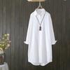 Medium To Long Solid Color Shirt for Women's Spring Artistic Casual Shirt, Loose and Versatile for Outdoor Wear