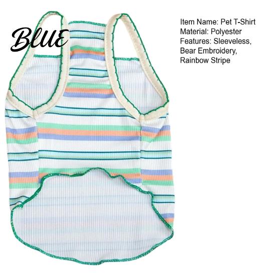 Lightweight Dog Clothes Colorful Striped Pet T-Shirt Sleeveless Thin Straps Breathable Skin-Friendly Tank