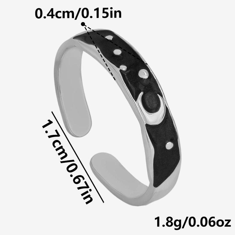 Different Style Silver Color Ring Black Oil Drop Open Adjustable Stainless Steel Rings For Women Men Accessories Enamel Jewelry