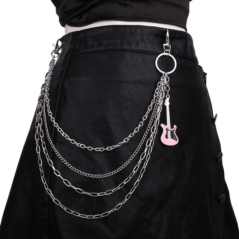 Punk Guitar Pendant Metal Waist Chain For Men Women Youths Fashion Belt Accessory