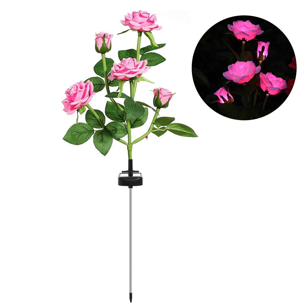 LED Solar Simulation Rose Flower Light Waterproof Garden Landscape Lamp Outdoor Lawn Lamp Home Xmas Decorative Flower Lights