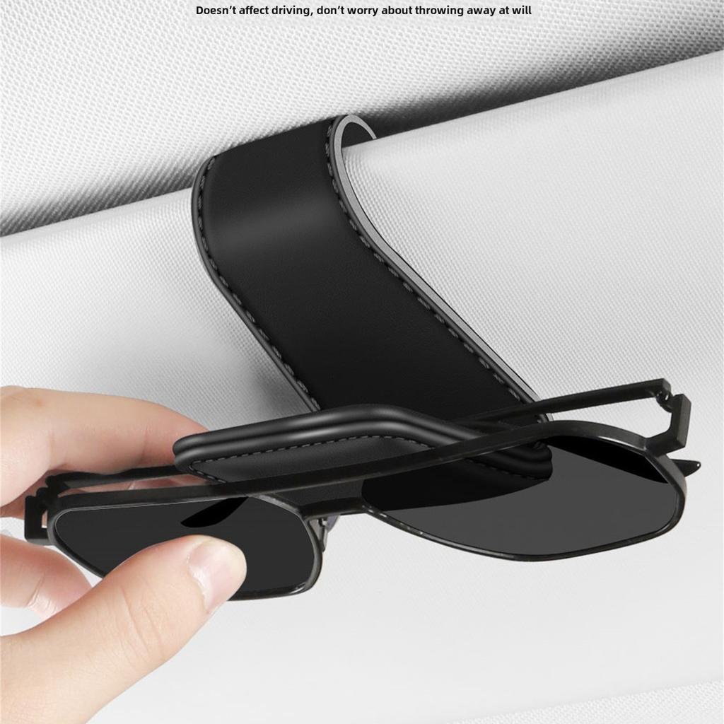 Universal Car Sunglasses Holder Car Magnetic Leather Clip Card Ticket Holder Auto Sun Visor Glasses Box Decoration Accessories